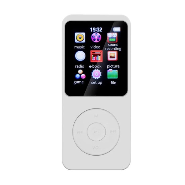 MP3/MP4 Player Black 1.8" Bluetooth 5.4 FM Radio Dictaphone HiFi Speaker microSD up to 128GB Lyrics Images Video white