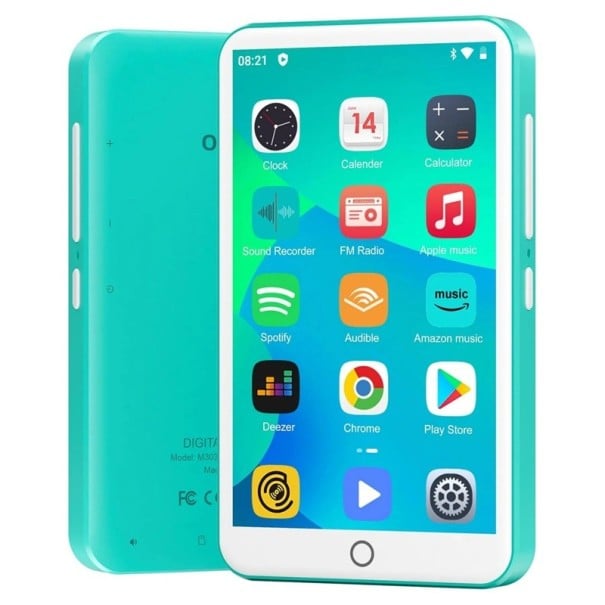MP3 přehrávač 16 GB s Androidem 9.0 displej 4 palce Bluetooth a WiFi baterie 2000 mAh nabíjení USB-C na poslech hudby a e-knihy zelená