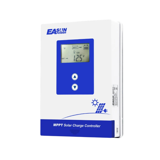 MPPT solární regulátor nabíjení 20A 18x13x5 cm 12V 24V LCD displej bílo modrý pro panel baterii a osvětlení 1