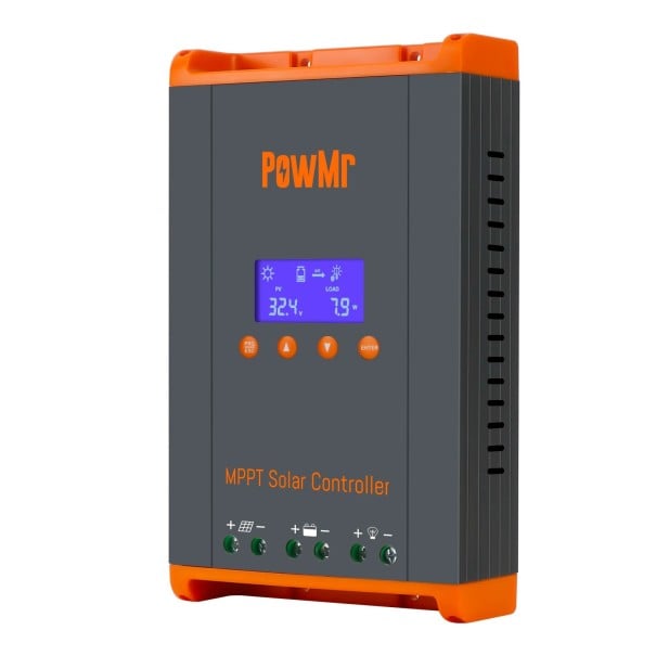 MPPT solárny regulátor nabíjania 60A 22x13x9 cm 12V 24V 36V 48V LCD displej čierno-oranžový pre panely batérií a osvetlenie 1