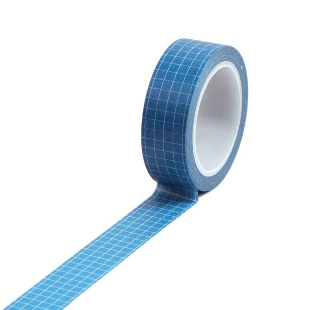Mřížkovaná papírová lepící páska 10 m x 15 mm DIY maskovací plánovací dekorativní páska pro scrapbooking a journaling různé barvy modrá