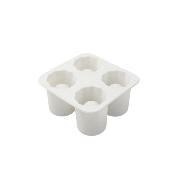 Mucegai din silicon pentru gheață 10 × 5 cm, 4 găuri rotunde, presă creativă pentru gheață, pentru whisky, bere, bar, ustensile de bucătărie, cuburi de gheață rotunde pentru băuturi alb