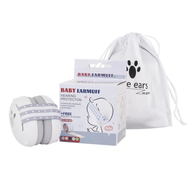 Muffy Baby Hearing Protectors Against Noise Adjustable Headband Soft Ear Cups SNR 27 dB Hearing Protection for Infants Toddlers Travel white