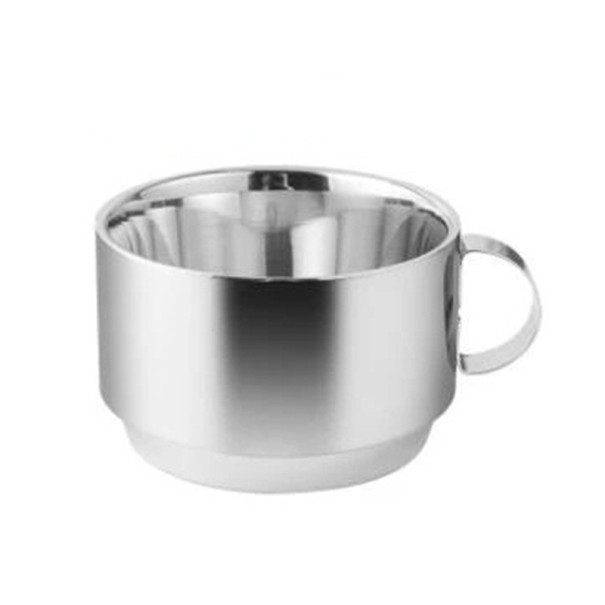 Mug en acier inoxydable large avec anse et double paroi 300 ml en acier inoxydable de couleur argentée pour boire du café et du thé à la maison 1