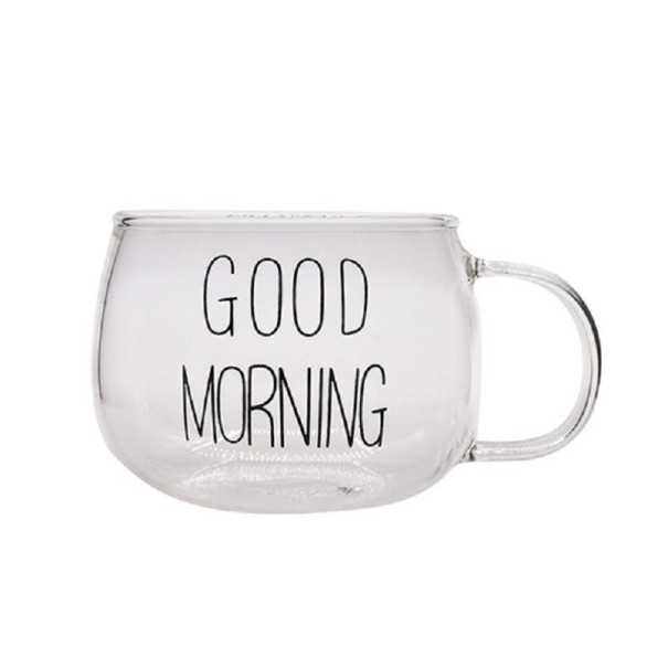 Mug en verre Bonjour noir