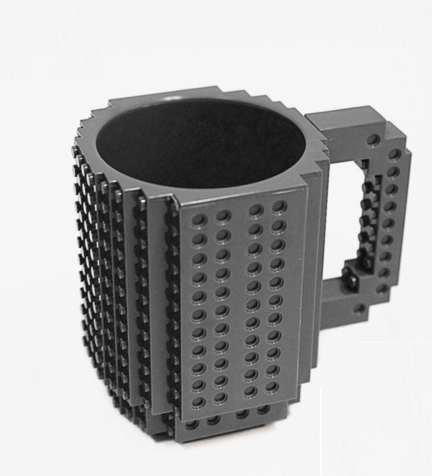 Mug enfant en briques de construction gris