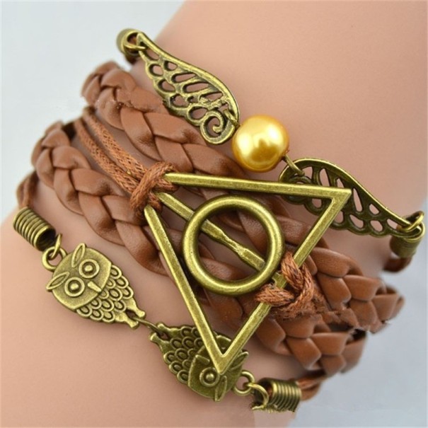 Multi-layered Women's Bracelet with Animals brown