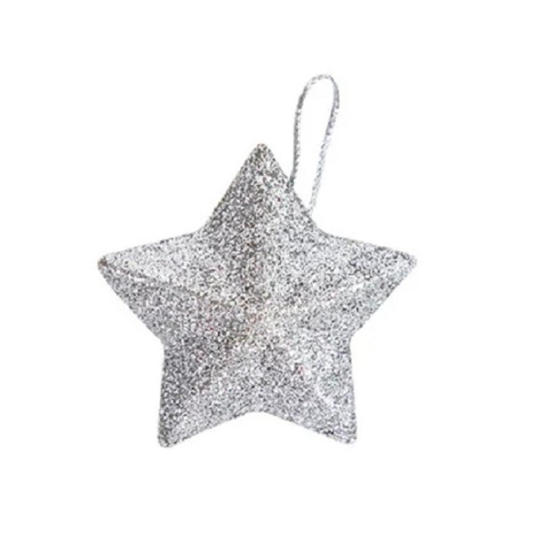 Multicoloured Glitter Decorations Christmas Decorations Gold Stars for Christmas Tree Tree Ornaments Hanging Stars Silver Stars for Hanging 5 x 5 cm 24 pcs silver