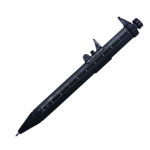 Multifunctional Gel Ballpoint Pen with Sliding Ruler 1 mm Black Ink Creative Office Supplies Plastic Body 15.2 x 1.3 cm black