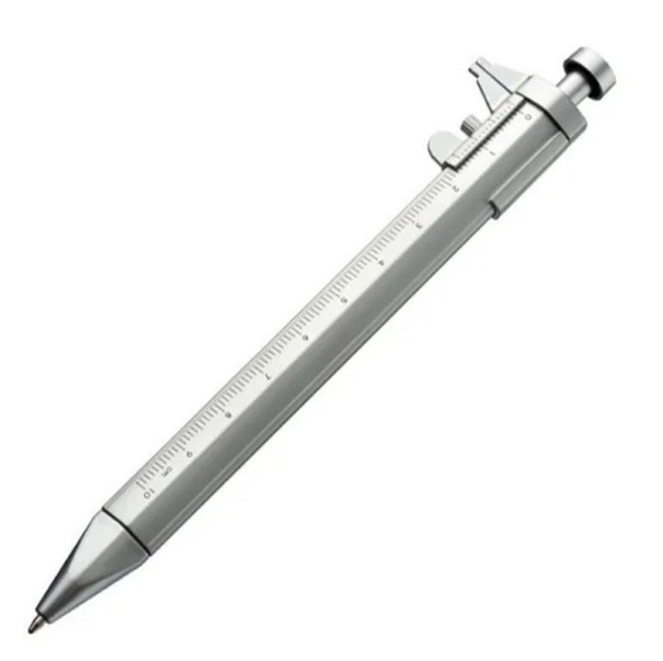Multifunctionele gelbalpen met schuifmaat 1 mm blauwe navulling kantoorbenodigdheden kunststof body 15,2 x 1,3 cm creatief schrijven zilver