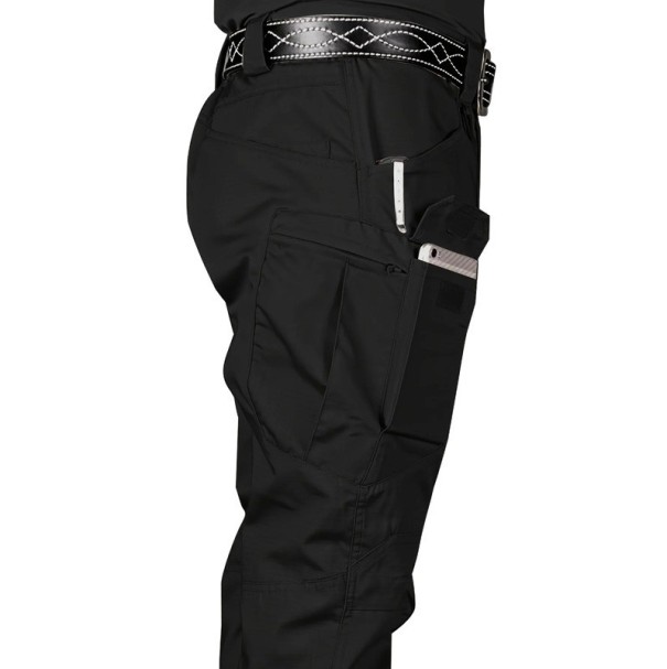 Multifunctionele tactische outdoorbroek voor heren, waterdichte broek met meerdere zakken, werkbroek, wandelbroek, duurzame offroad-broek zwart XS