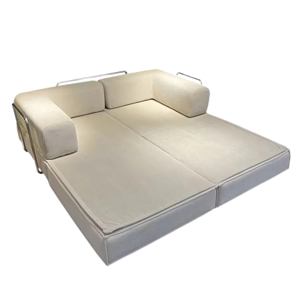 Multifunkční pohovka s možností rozložení na lůžko Rozměr 205 x 100 x 70 cm Bočnice pro udržení tvaru Nízká bloková konstrukce bez nožiček bílá
