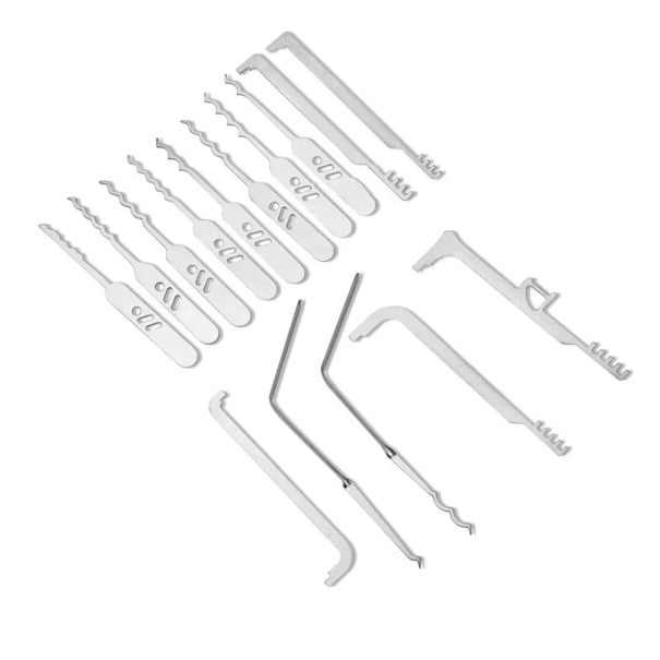 Multifunkční sada nástrojů na odemykání zámků 15 v 1 z nerezové oceli pro zámečnické práce a práci se zámky 1