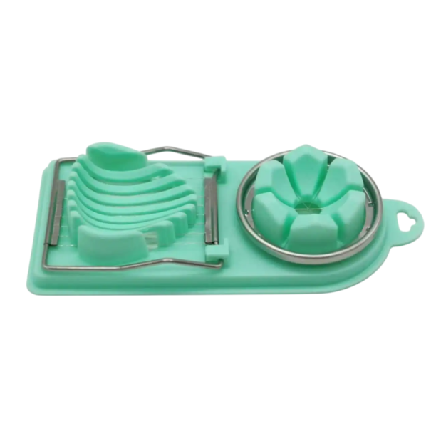 Multifunkčný krájač vajec z nerezovej ocele a plastu 20 x 9 cm Krájač na plátky a klinky Kuchynský pomocník na vajcia huby kivi zelená