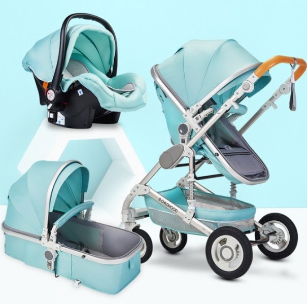 Multifunktionaler Kinderwagen 3 in 1 hellgrün