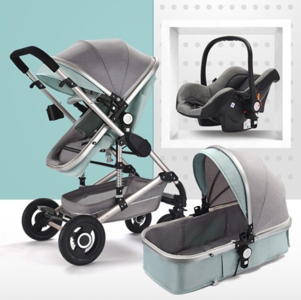 Multifunktionaler Kinderwagen 3 in 1 türkis