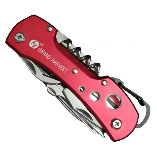 Multifunktionel Foldekniv 11 i 1 9,1 cm Lommekniv med Proptrækker Filåbner Saks Skruetrækker Udendørsværktøj Camping Rejse EDC rød