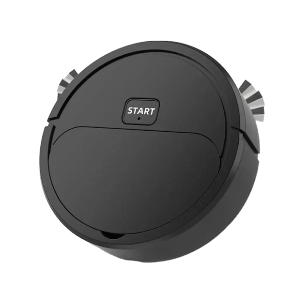 Multifunktionel robotstøvsuger Kombination af støvsugning, fejning og mopping Automatisk genopladelig støvsuger Mini robotgulvrenser 16 x 16 x 5,4 cm sort