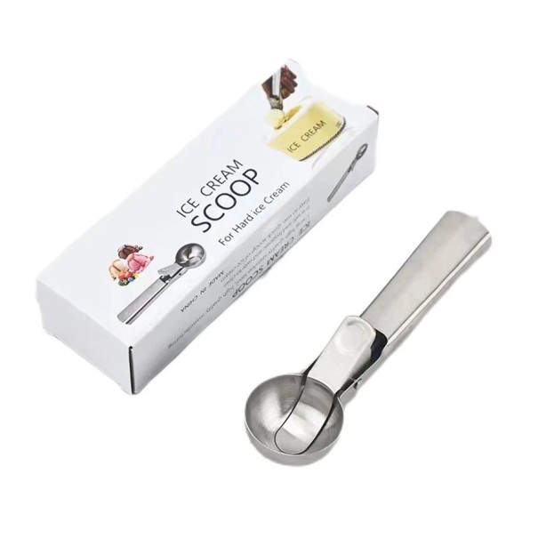 Multifunktionel ske i rustfrit stål 18,2 x 4,9 cm is- og frugtske i rustfrit stål Køkkenredskaber Ske med dobbelt formål 1