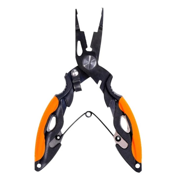 Multifunktionel sort fisketang 12 x 5 cm rustfri stål fisketang krympetang skærer krog fjerner fiskegrej tilbehør orange