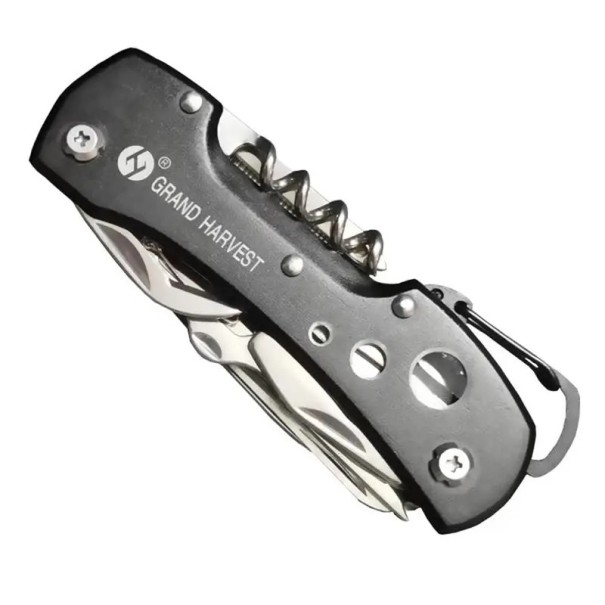 Multifunktionell fällkniv 11 i 1 9,1 cm Fickkniv med korkskruv Filöppnare Sax Skruvmejsel Utomhusverktyg Campingresor EDC röd