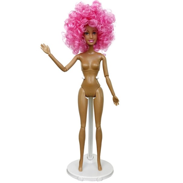 Muñeca con pelo de colores 31 cm rosa oscuro