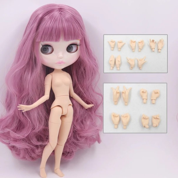 Muñeca de plástico de 30 cm con flequillo y diferentes tonos de cabello Muñeca realista con brazos intercambiables Plástico resistente morado