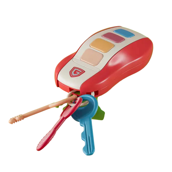 Musikalische Schlüssel für Kinder 10,5 x 6 cm Rotes oder blaues Spielzeug mit Tasten und Geräuschen sowie Anhängern Spielschlüssel mit melodischen Effekten rot