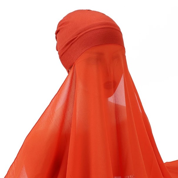 Muslimsk chiffon hijab 180x72 cm med let gennemsigtigt materiale til daglig brug og dækning af ansigtet orange