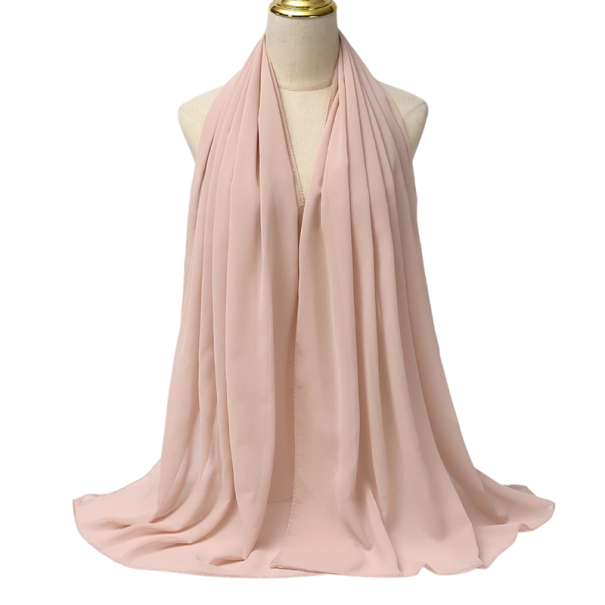 Muslimský šifonový hidžáb 175x70 cm lehký splývavý šátek pro každodenní nošení, modlitební oděv i vrstvení outfitů meruňková