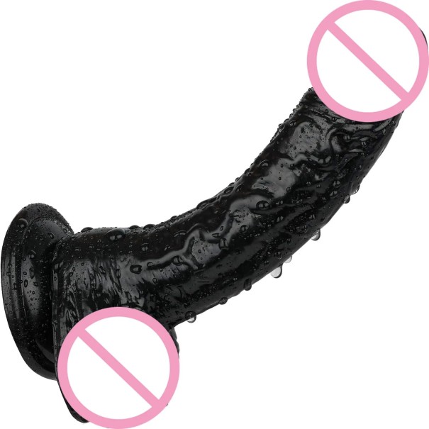 Musta realistinen keinotekoinen dildo imukupilla, vedenpitävä ja joustava, huomaamaton pakkaus 1