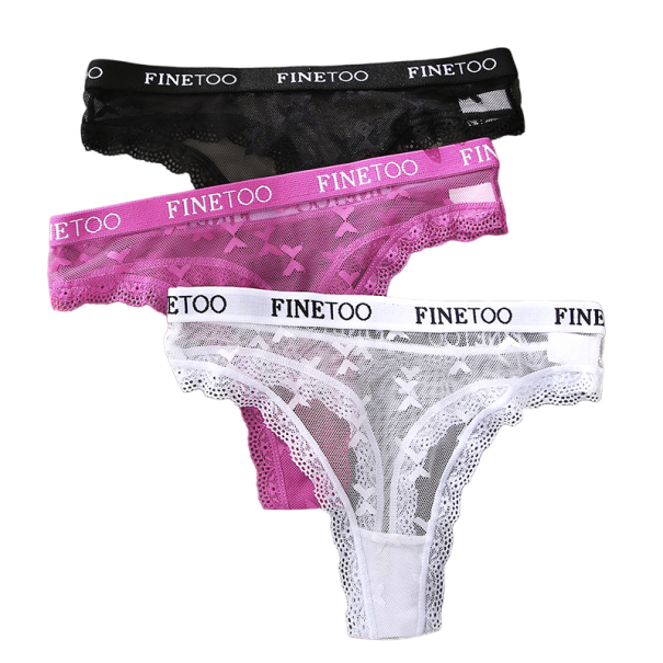 Mutandine da donna 3 pezzi nero, rosa, bianco L