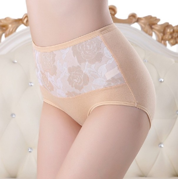 Mutandine da donna con fiori in vita crema S