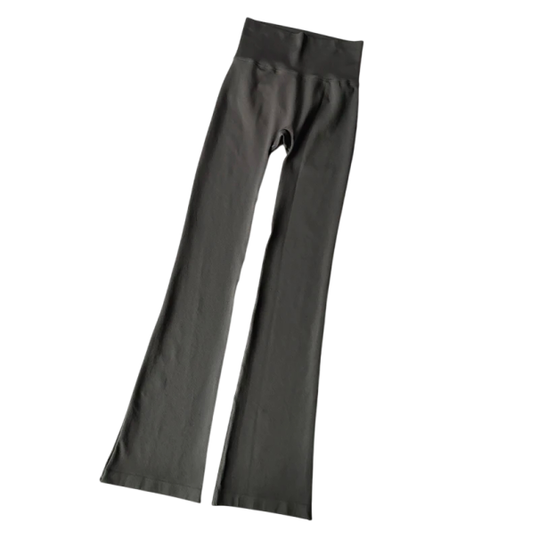 Naadloze compressielegging met hoge taille, elastische fitnessbroek, ademend, snel drogend, corrigerend legging met uitlopende pijpen grijs XS