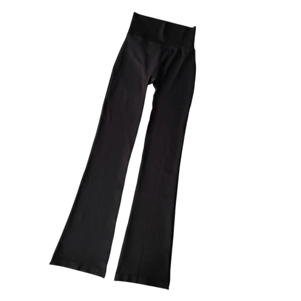 Naadloze compressielegging met hoge taille, elastische fitnessbroek, ademend, snel drogend, corrigerend legging met uitlopende pijpen zwart M