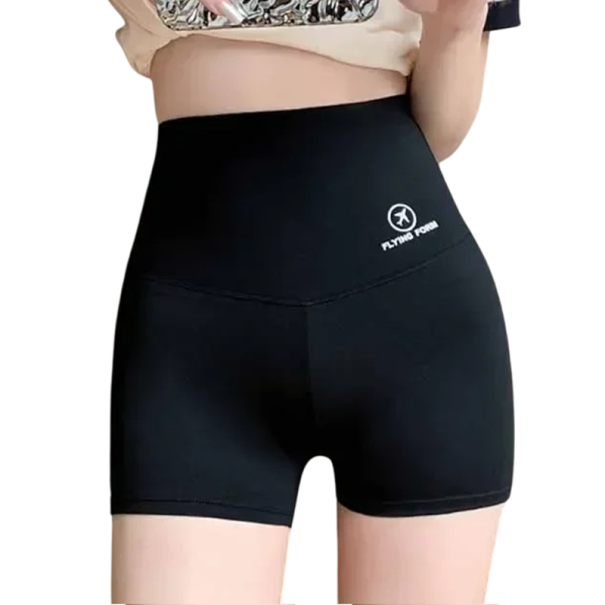 Naadloze dames sportshorts met hoge taille, dunne elastische trainingsshorts, naadloze fitnessleggings, korte corrigerende shorts voor sport. zwart L
