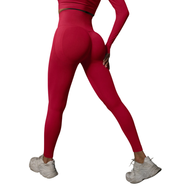 Naadloze hoge taille sportlegging met push-up effect, dames fitnesslegging voor oefeningen, elastische sportbroek rood S