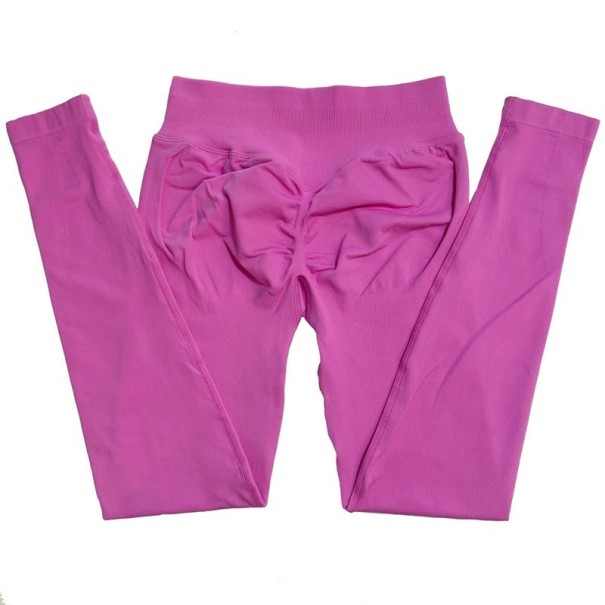 Naadloze sportlegging met lage taille voor dames Elastische legging voor yoga en fitness Comfortabele strakke broek voor vrije beweging donkerroze L