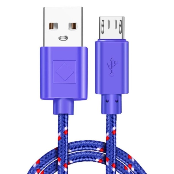 Nabíjecí kabel USB na Micro USB fialová 2 m