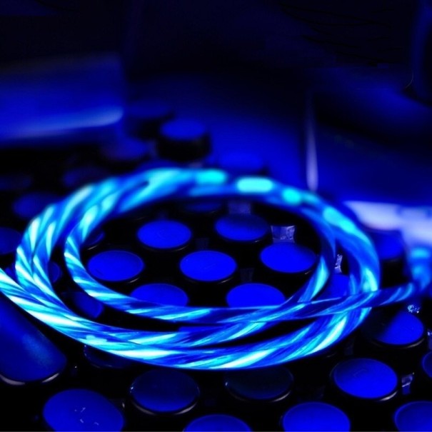 Nabíjecí osvětlený kabel USB na USB-C / Micro USB / Lightning modrá 1 m 2