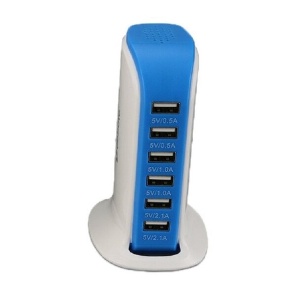 Nabíjecí stanice 6 USB portů K801 modrá