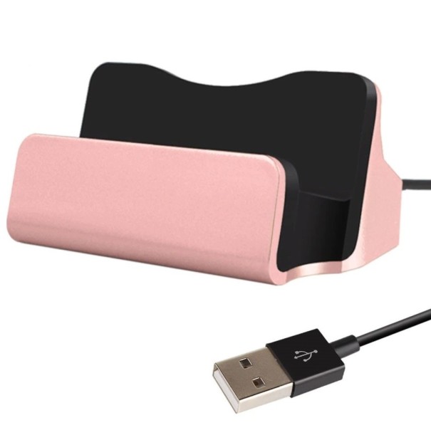 Nabíjecí stojánek pro Apple Lightning / Micro USB / USB-C růžová 2