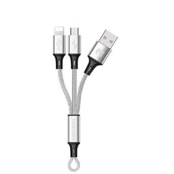 Nabíjecí USB kabel pro Micro USB / Lightning K455 stříbrná