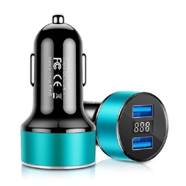 Nabíječka do auta Dual USB K762 tyrkysová