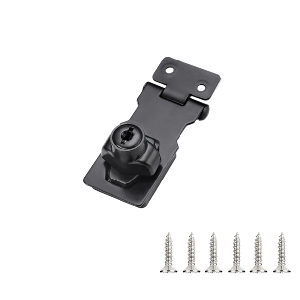 Nábytkový bezpečnostní zámek s přezkou 6,7 cm zinková slitina stříbrný univerzální uzamykání skříněk zásuvek a dvířek černá