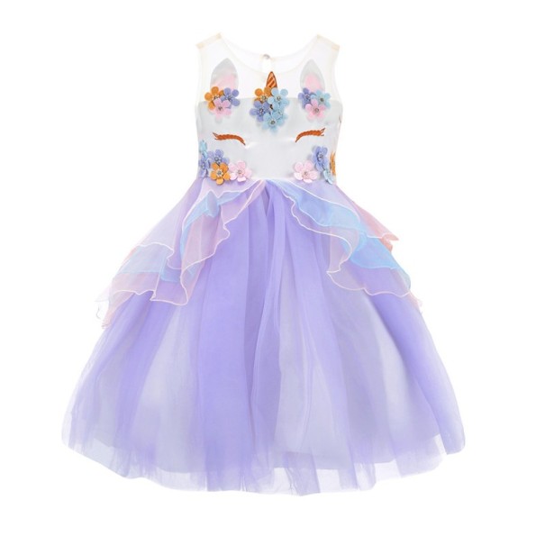 Nádherné dievčenské šaty s jednorožcom J2580 fialová 7