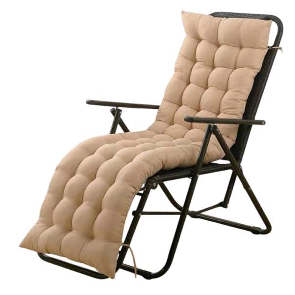 Nadrozmerný polstrovaný sedák s prešívaním 170x53 cm polyester so 4 úvazmi pre záhradné lehátko polohovacie kreslo aj ratanový set béžová