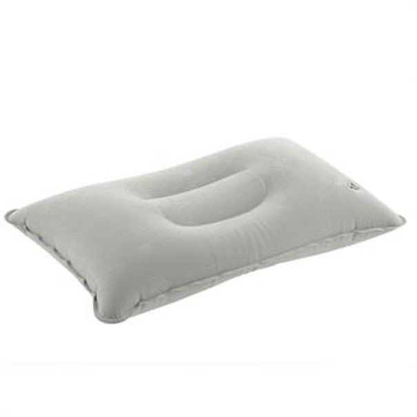 Nafukovací cestovní polštář na spaní s prohlubní pro hlavu Materiál PVC s měkkým povrchem Rozměry 38 x 24 x 12 cm Na cesty i do stanu šedá