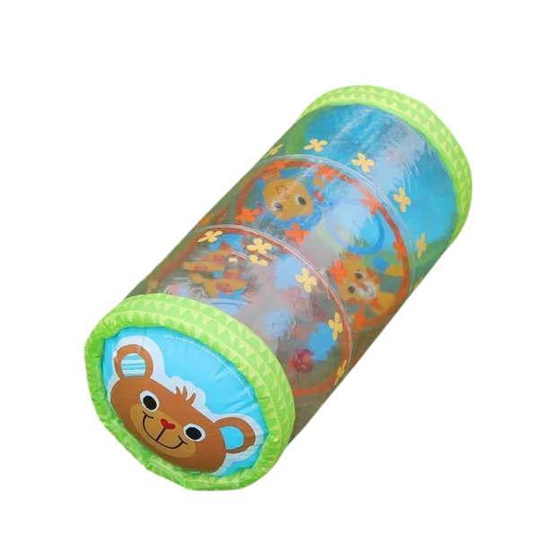 Nafukovací dětský válec 22x48 cm s chrastítky a zvonkem, ekologický PVC materiál, vzdělávací hračka pro miminka, max 25kg, ideální pro 6 měsíců až 3 roky 1