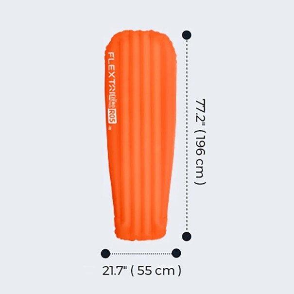 Nafukovací karimatka mumiový tvar 196 x 55 cm R-hodnota 5,6 až 6,0 Povrch 100 % nylon Ultralehká Oranžová Na kempink a turistiku 1